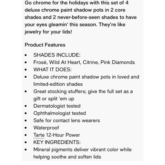 TARTE Chrome For The Holidays Chrome Paint Shadow Quad - Picture 9 of 12